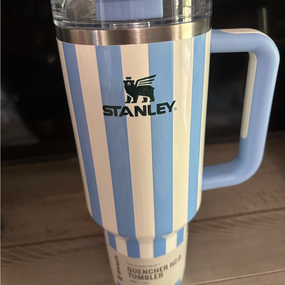 Stanley Blue and White Thermos with Stripes